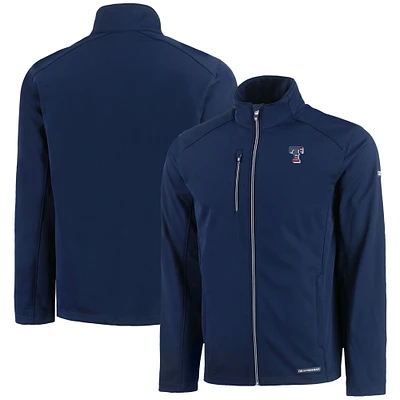 Men's Cutter & Buck Navy Texas Rangers Americana Logo Evoke Eco Softshell Recycled Full-Zip Jacket