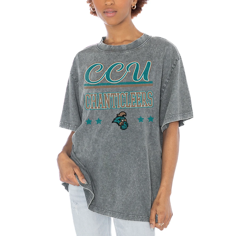 Women's Gameday Couture Gray Coastal Carolina Chanticleers Here To Play Oversized T-Shirt