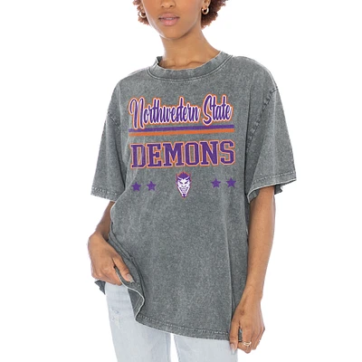 Women's Gameday Couture Gray Northwestern State Demons Here To Play Oversized T-Shirt