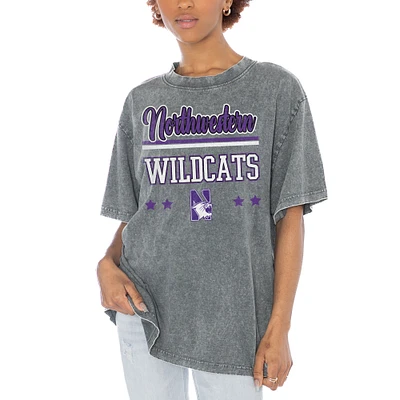 Women's Gameday Couture Gray Northwestern Wildcats Here To Play Oversized T-Shirt