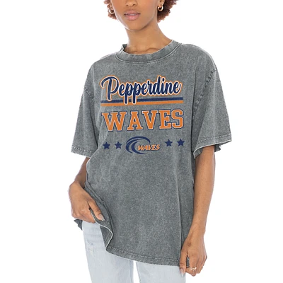 Women's Gameday Couture Gray Pepperdine Waves Here To Play Oversized T-Shirt