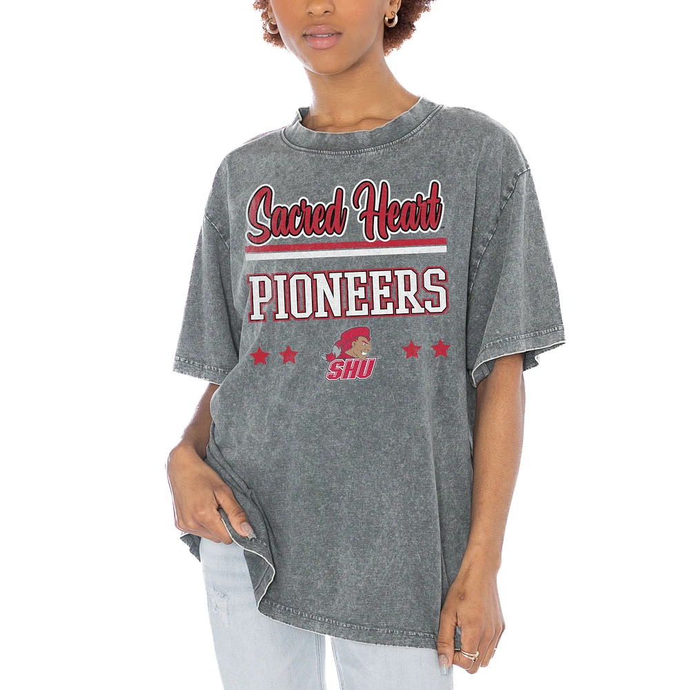 Women's Gameday Couture Gray Sacred Heart Pioneers Here To Play Oversized T-Shirt