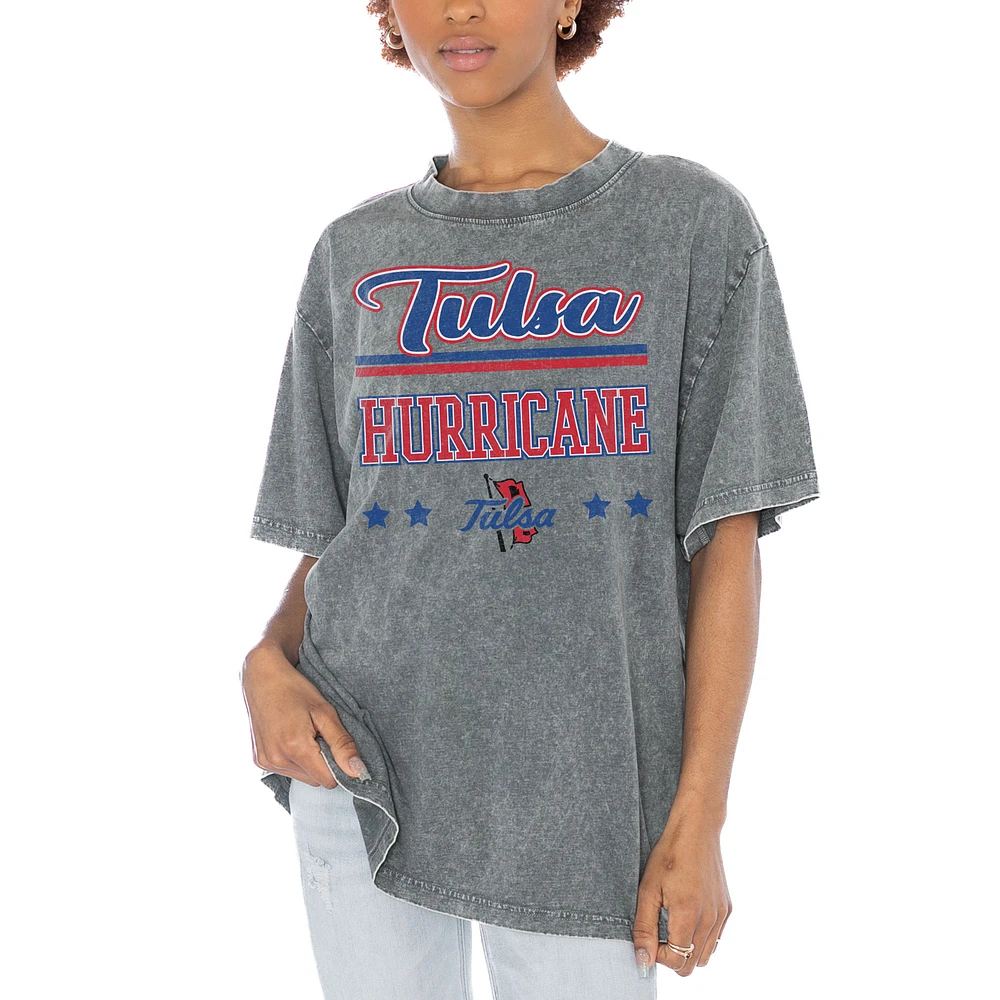 Women's Gameday Couture Gray Tulsa Golden Hurricane Here To Play Oversized T-Shirt