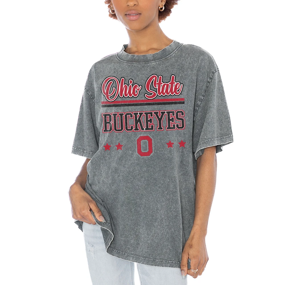 Women's Gameday Couture Gray Ohio State Buckeyes Here To Play Oversized T-Shirt