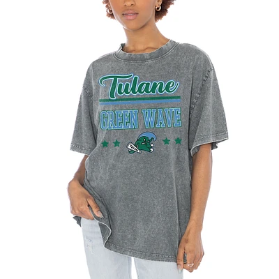 Women's Gameday Couture Gray Tulane Green Wave Here To Play Oversized T-Shirt