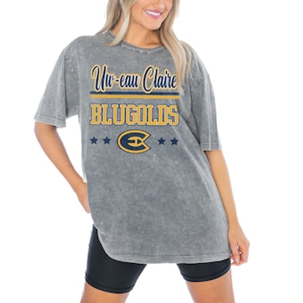 Women's Gameday Couture Gray Wisconsin Eau Claire Blugolds Here To Play Oversized T-Shirt