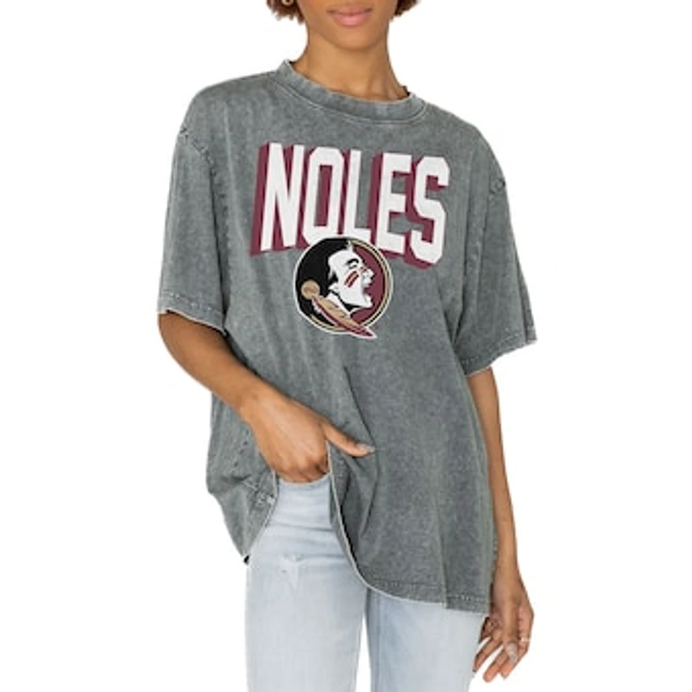Women's Gameday Couture Gray Florida State Seminoles Solid Defense Oversized T-Shirt