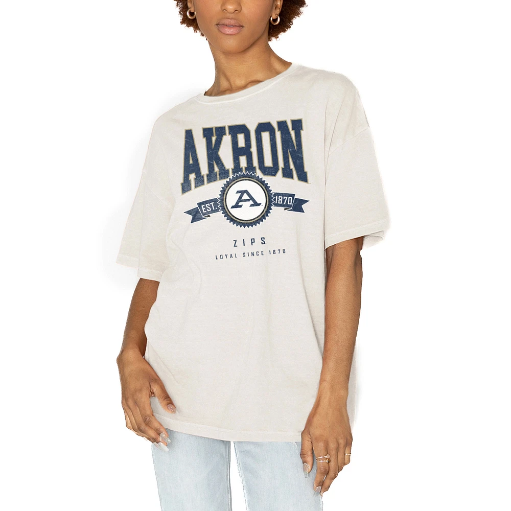 Women's Gameday Couture White Akron Zips Get Goin' Oversized T-Shirt