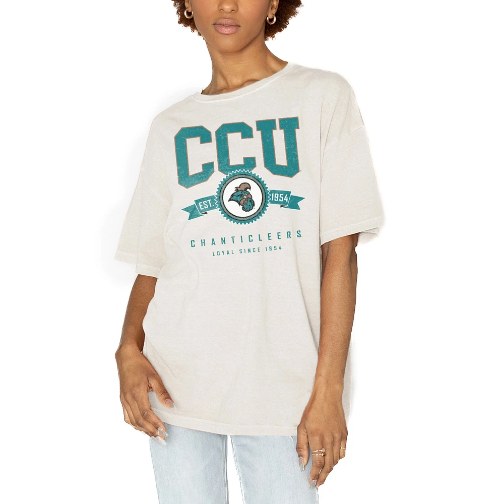 Women's Gameday Couture White Coastal Carolina Chanticleers Get Goin' Oversized T-Shirt