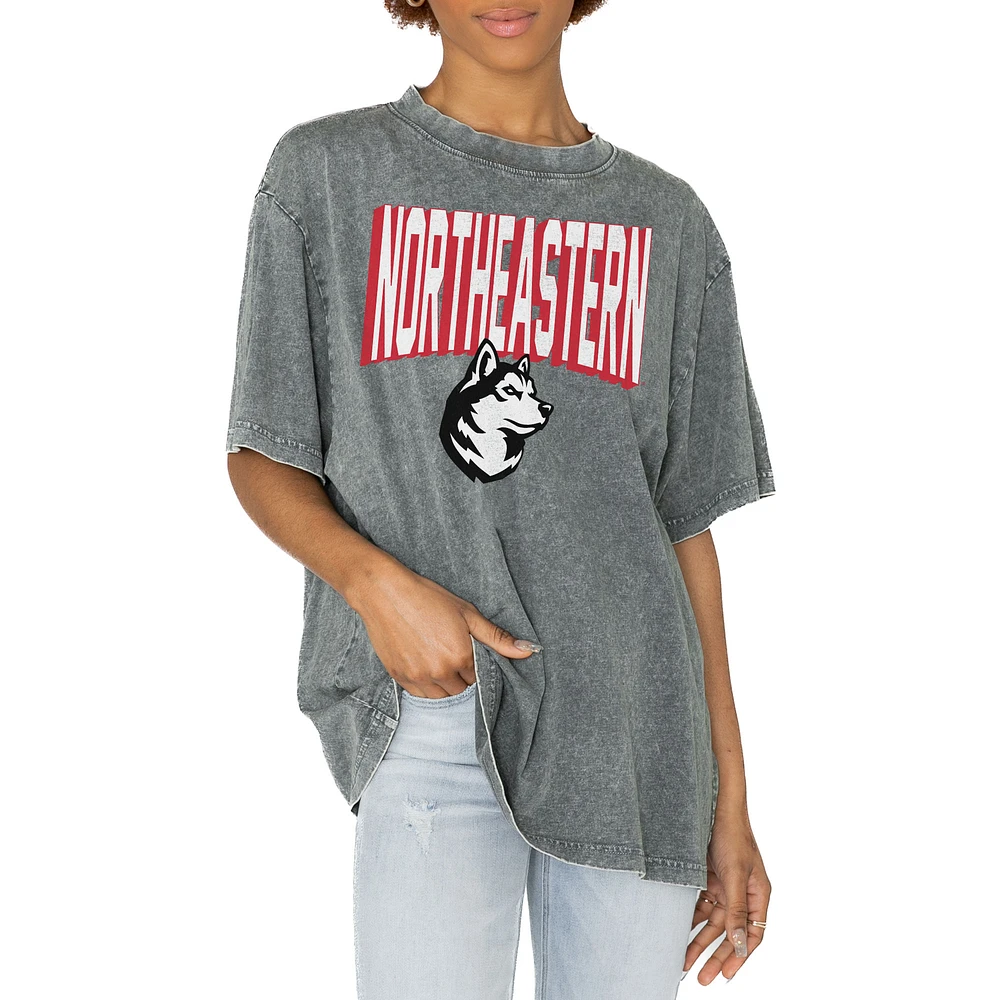Women's Gameday Couture Gray Northeastern Huskies Solid Defense Oversized T-Shirt