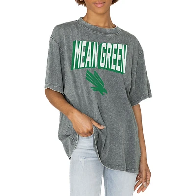 Women's Gameday Couture Gray North Texas Mean Green Solid Defense Oversized T-Shirt