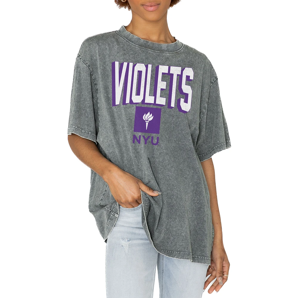 Women's Gameday Couture Gray NYU Violets Solid Defense Oversized T-Shirt