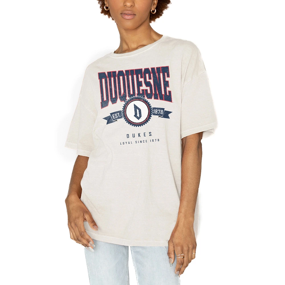 Women's Gameday Couture White Duquesne Dukes Get Goin' Oversized T-Shirt