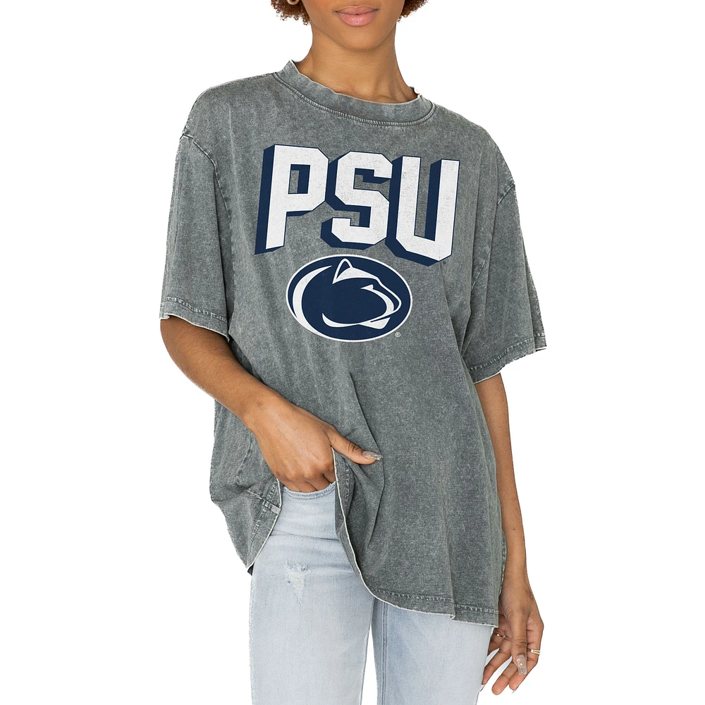 Women's Gameday Couture Gray Penn State Nittany Lions Solid Defense Oversized T-Shirt