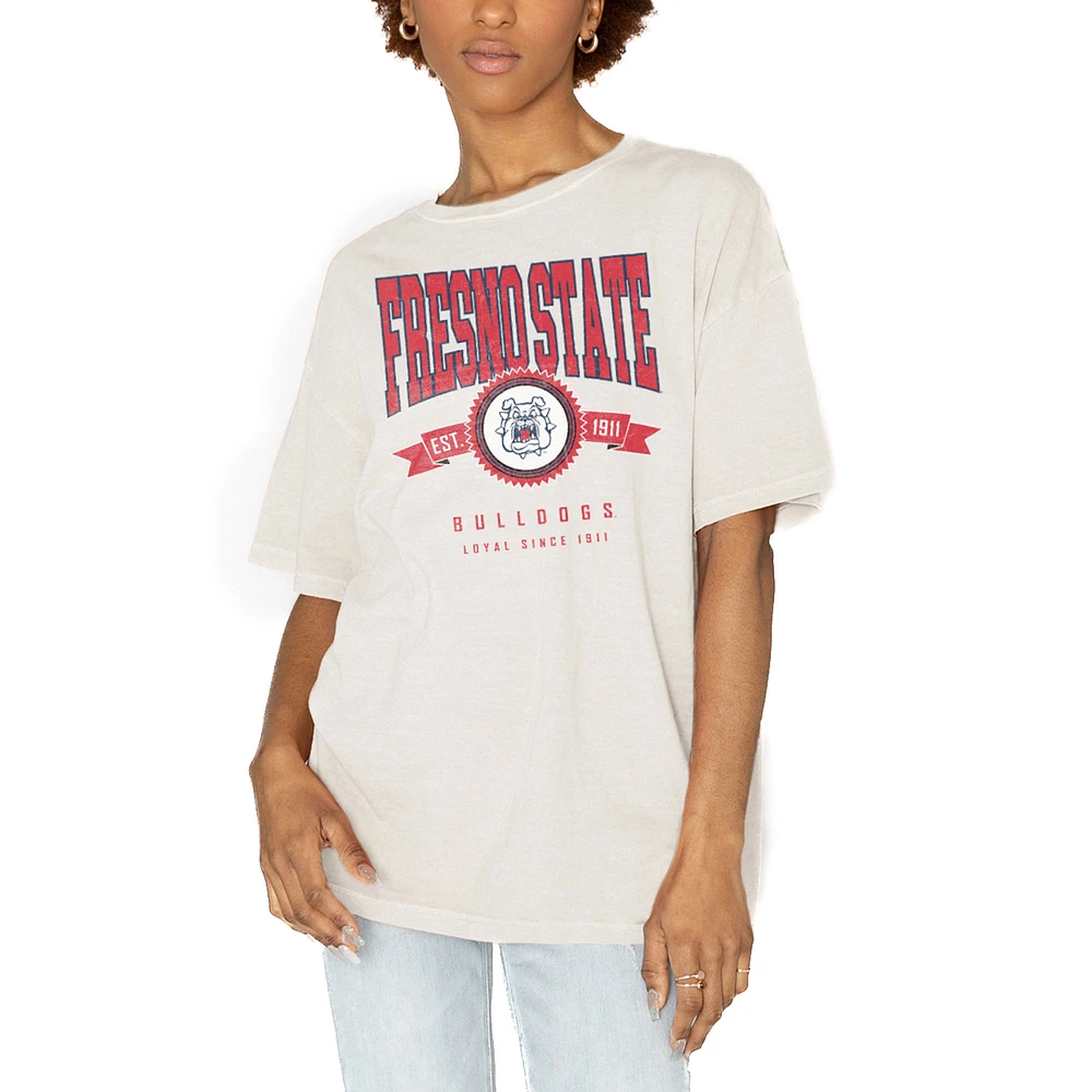 Women's Gameday Couture White Fresno State Bulldogs Get Goin' Oversized T-Shirt
