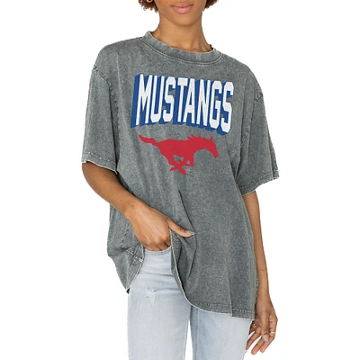 Women's Gameday Couture Gray SMU Mustangs Solid Defense Oversized T-Shirt