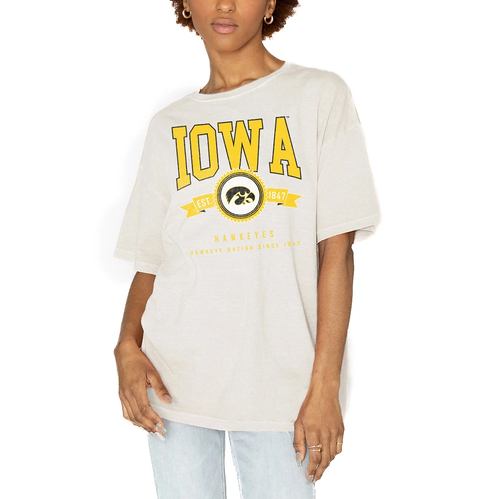 Women's Gameday Couture White Iowa Hawkeyes Get Goin' Oversized T-Shirt
