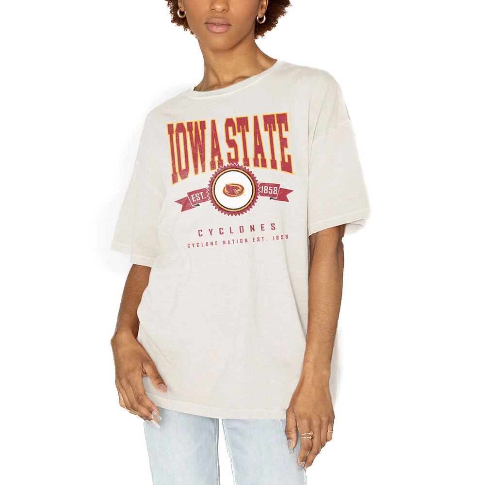 Women's Gameday Couture White Iowa State Cyclones Get Goin' Oversized T-Shirt
