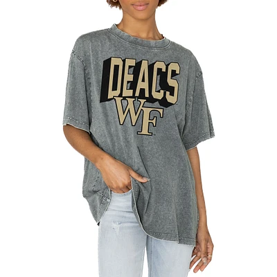 Women's Gameday Couture Gray Wake Forest Demon Deacons Solid Defense Oversized T-Shirt