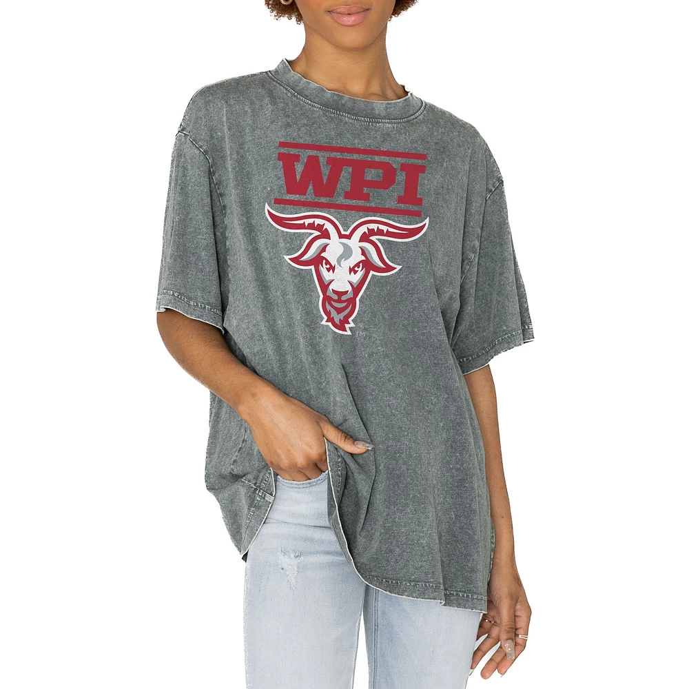 Women's Gameday Couture Gray Worcester Polytechnic Institute Engineers Solid Defense Oversized T-Shirt