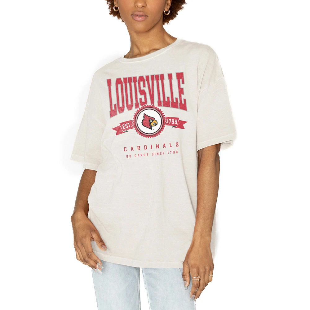 Women's Gameday Couture White Louisville Cardinals Get Goin' Oversized T-Shirt