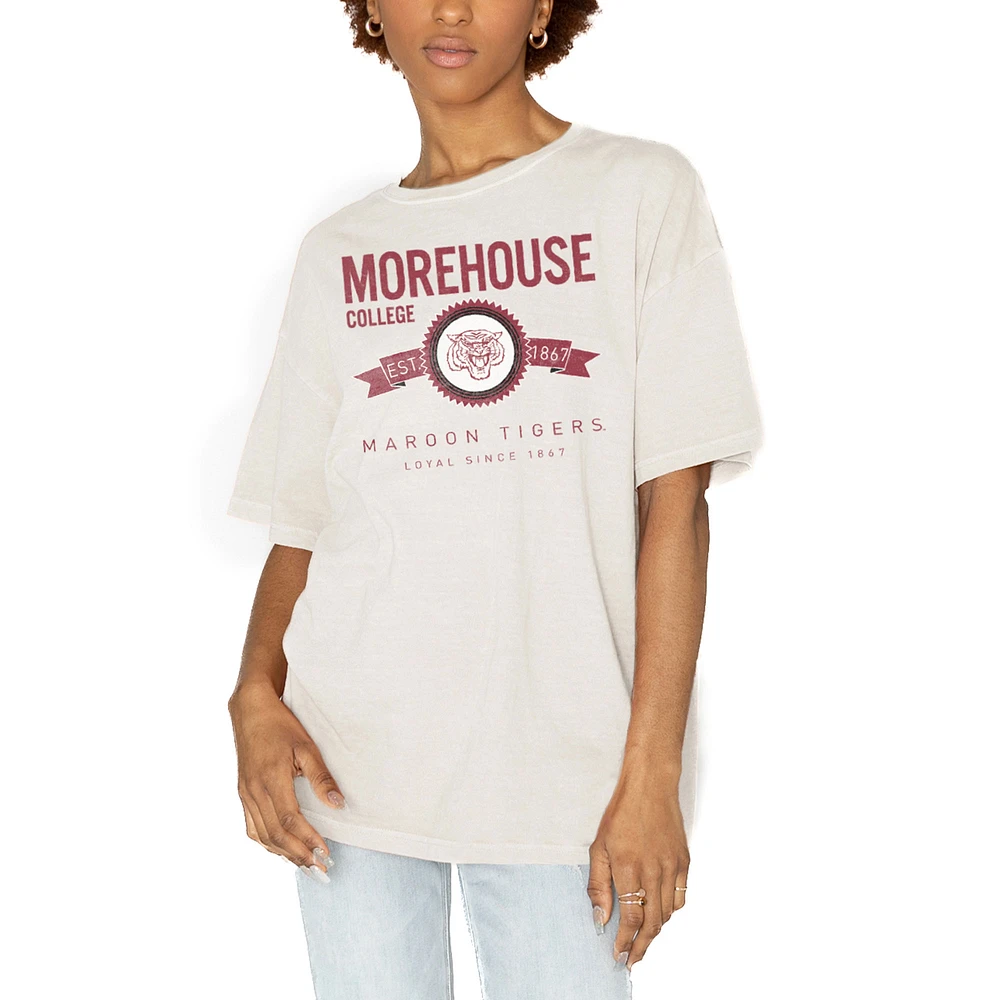 Women's Gameday Couture White Morehouse Maroon Tigers Get Goin' Oversized T-Shirt