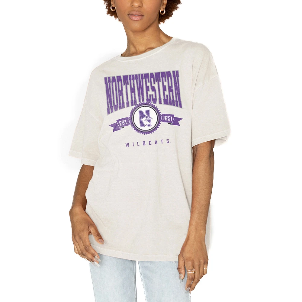 Women's Gameday Couture White Northwestern Wildcats Get Goin' Oversized T-Shirt