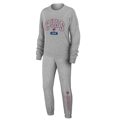 Women's WEAR by Erin Andrews Gray Chicago Cubs Knitted Lounge Set