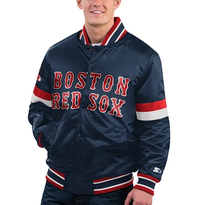 Men's Starter Navy Boston Red Sox Home Game Satin Full-Snap Varsity Jacket