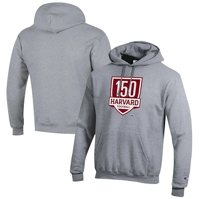 Men's Champion Gray Harvard Crimson 150th Anniversary Eco Powerblend Pullover Hoodie
