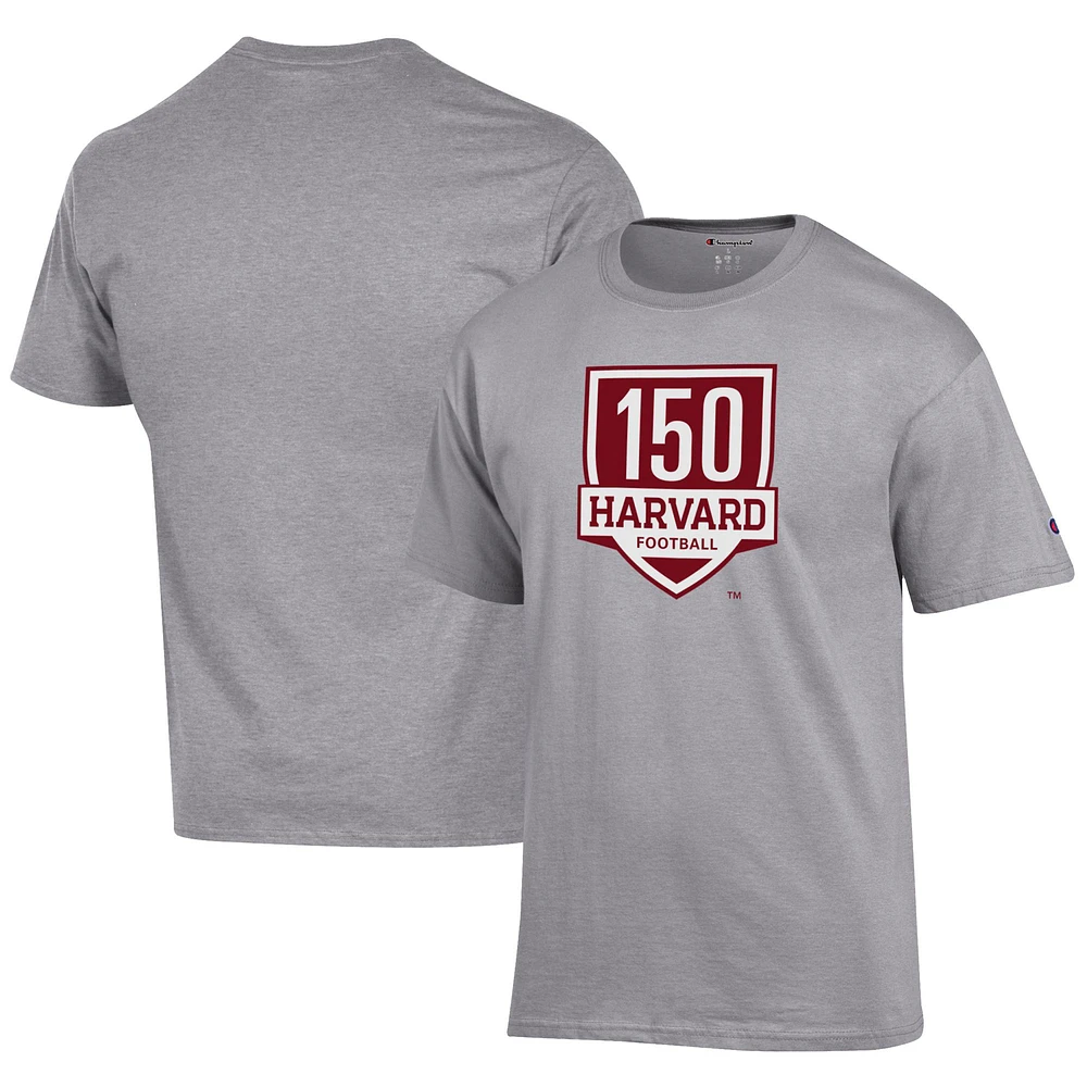Men's Champion Gray Harvard Crimson 150th Anniversary Jersey T-Shirt