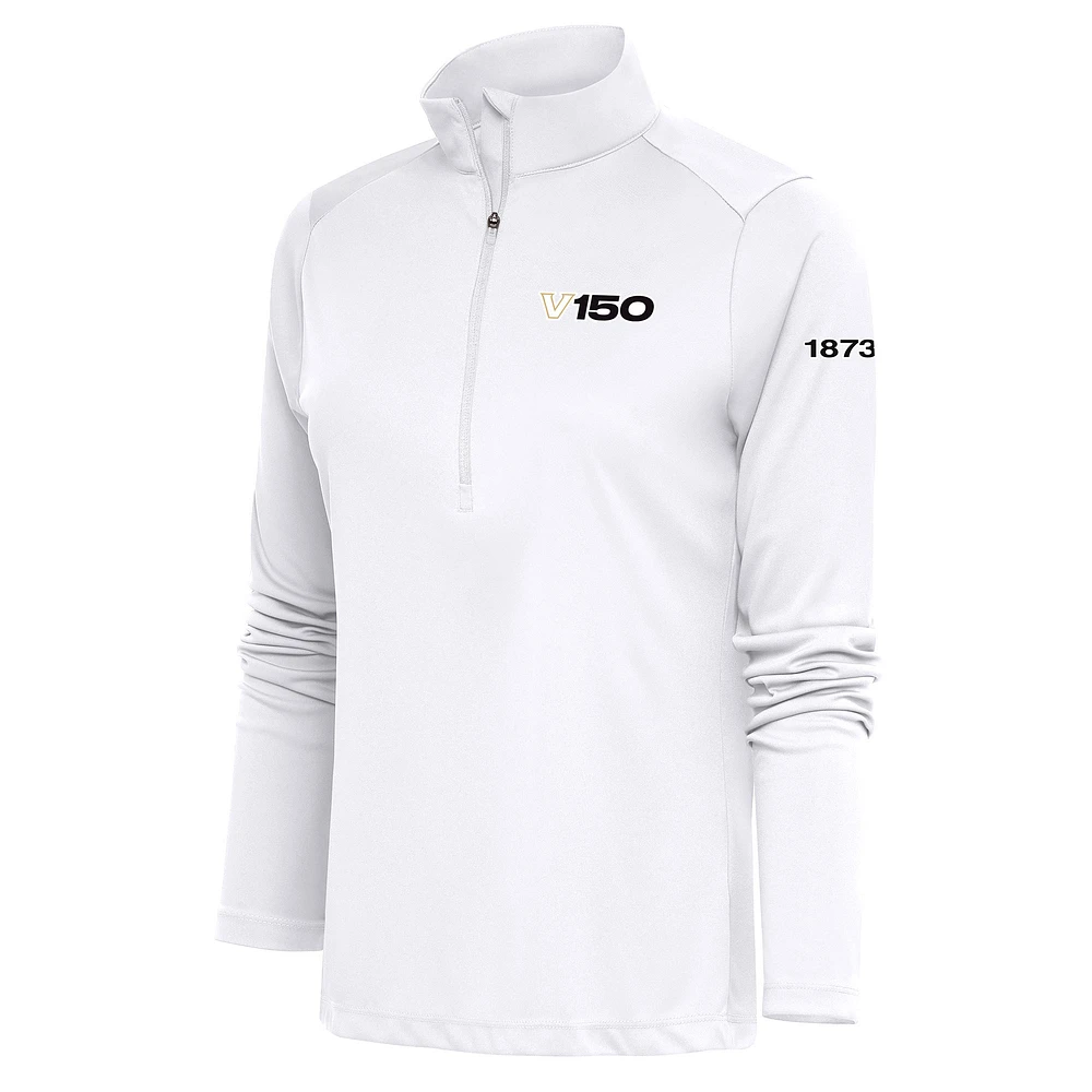 Women's Antigua White Vanderbilt Commodores 150th Anniversary Tribute Half-Zip Pullover Top