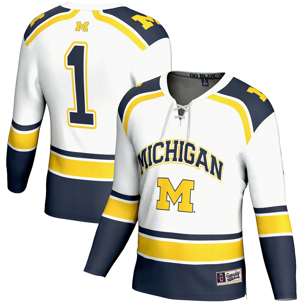 Men's GameDay Greats #1 Michigan Wolverines Hockey Jersey