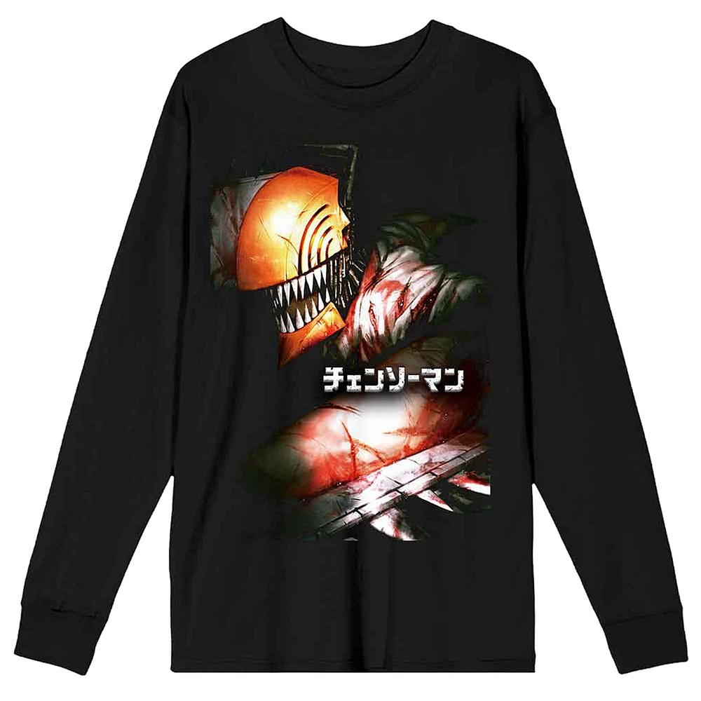 Unisex Black Chainsaw Man Graphic Long Sleeve T-Shirt