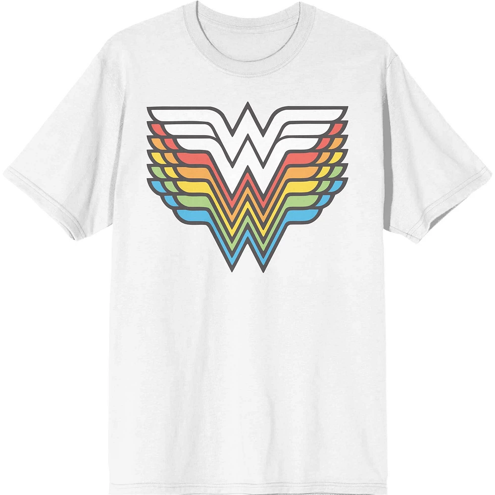 Unisex White Wonder Woman Rainbow T-Shirt
