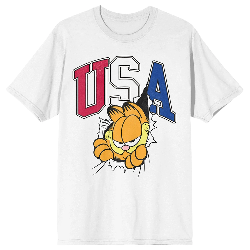 Unisex White Garfield USA T-Shirt