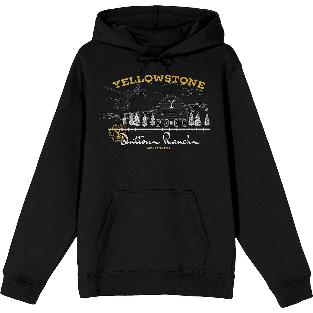 Unisex Black Yellowstone Graphic Pullover Hoodie