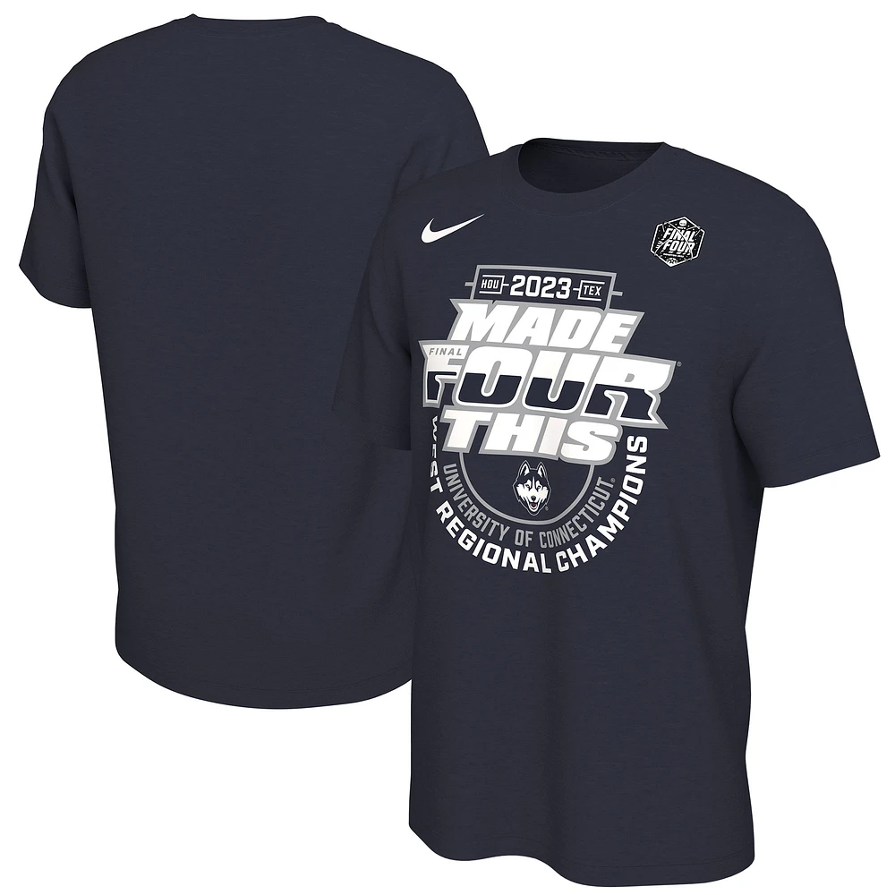 Nike Navy UConn Huskies 2023 NCAA Men's Basketball Tournament March Madness Final Four Regional Champions Locker Room T-Shirt