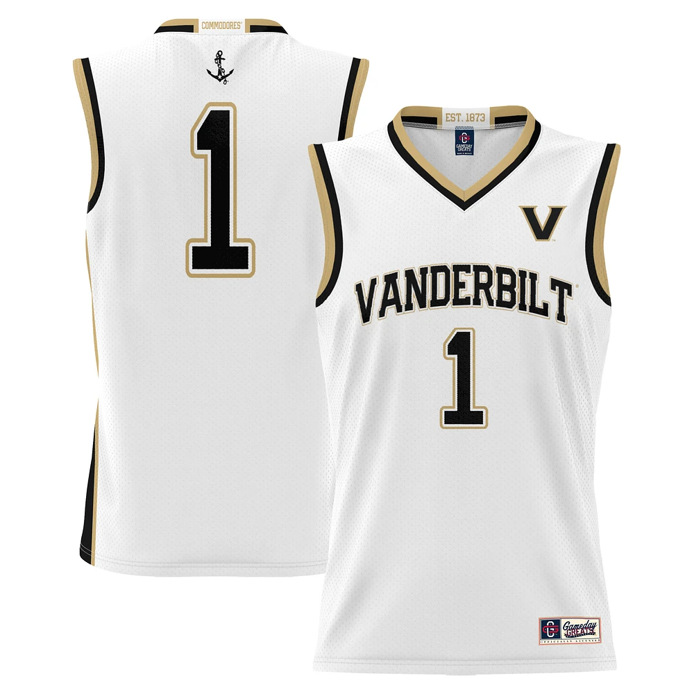 Youth GameDay Greats White #1 Vanderbilt Commodores Lightweight Replica Basketball Jersey