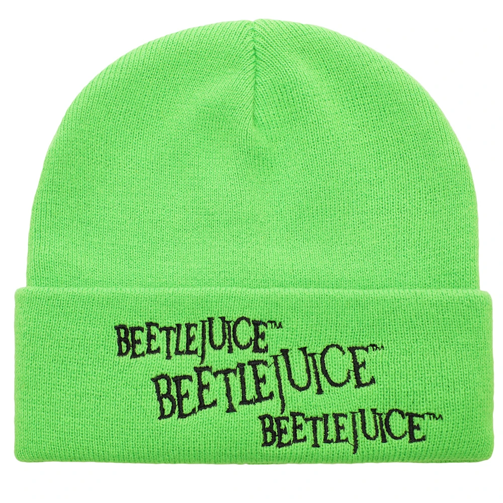 Unisex Green Beetlejuice Cuffed Knit Hat