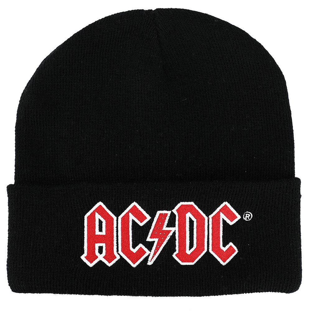 Unisex Black AC/DC Cuffed Knit Hat