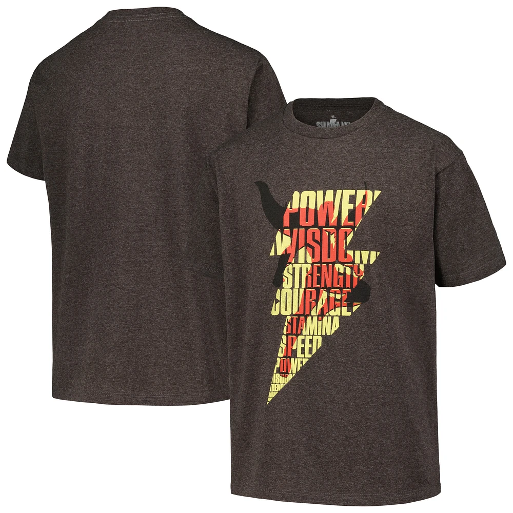 Youth Heather Charcoal Shazam! Graphic T-Shirt