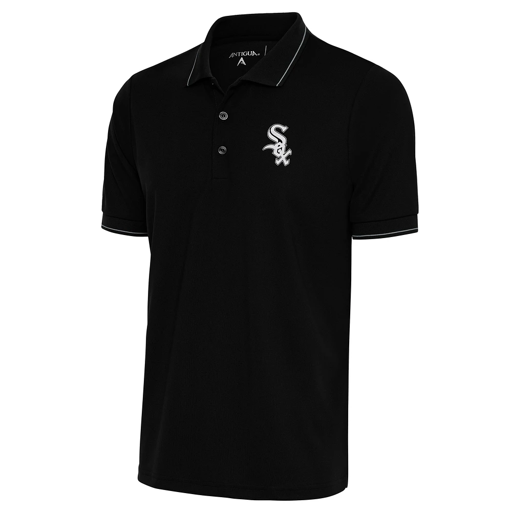 Men's Antigua Black Chicago White Sox Metallic Affluent Polo