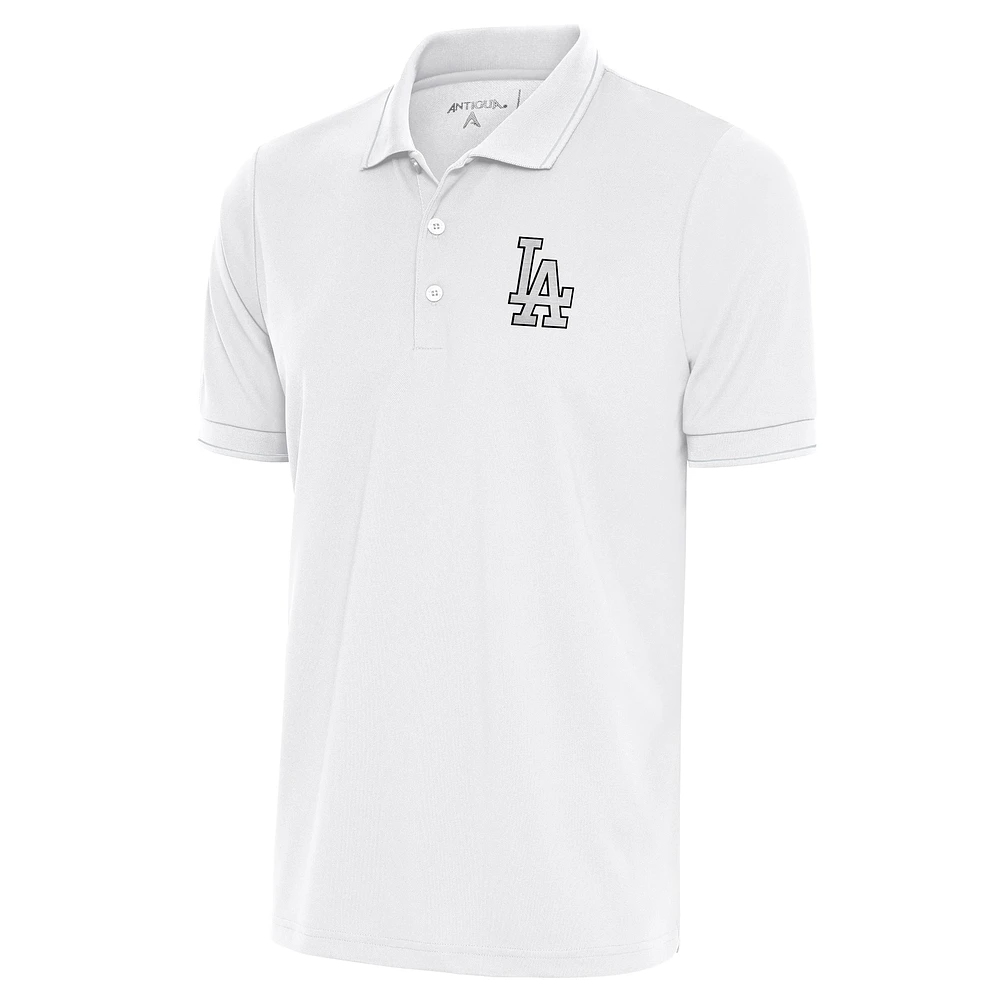 Men's Antigua White Los Angeles Dodgers Metallic Affluent Polo