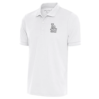 Men's Antigua White Los Angeles Dodgers Metallic Affluent Polo