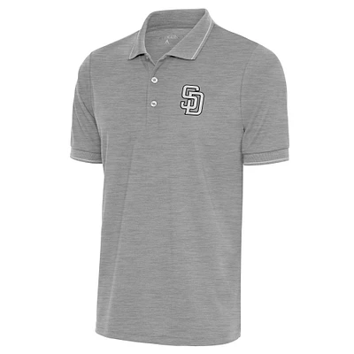 Men's Antigua Heather Gray San Diego Padres Metallic Affluent Polo