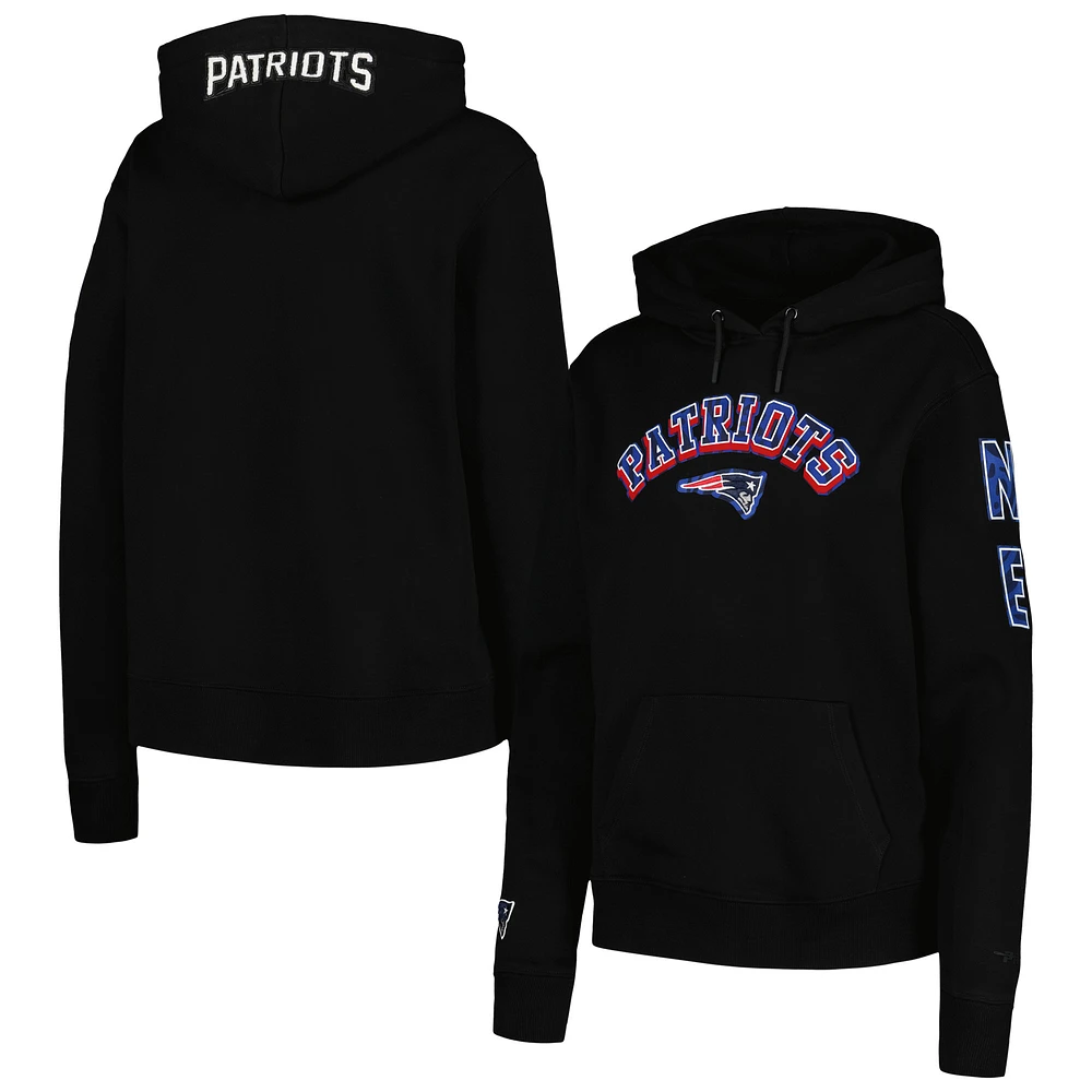 Women's Pro Standard Black New England Patriots Animal Print Fleece Pullover Hoodie