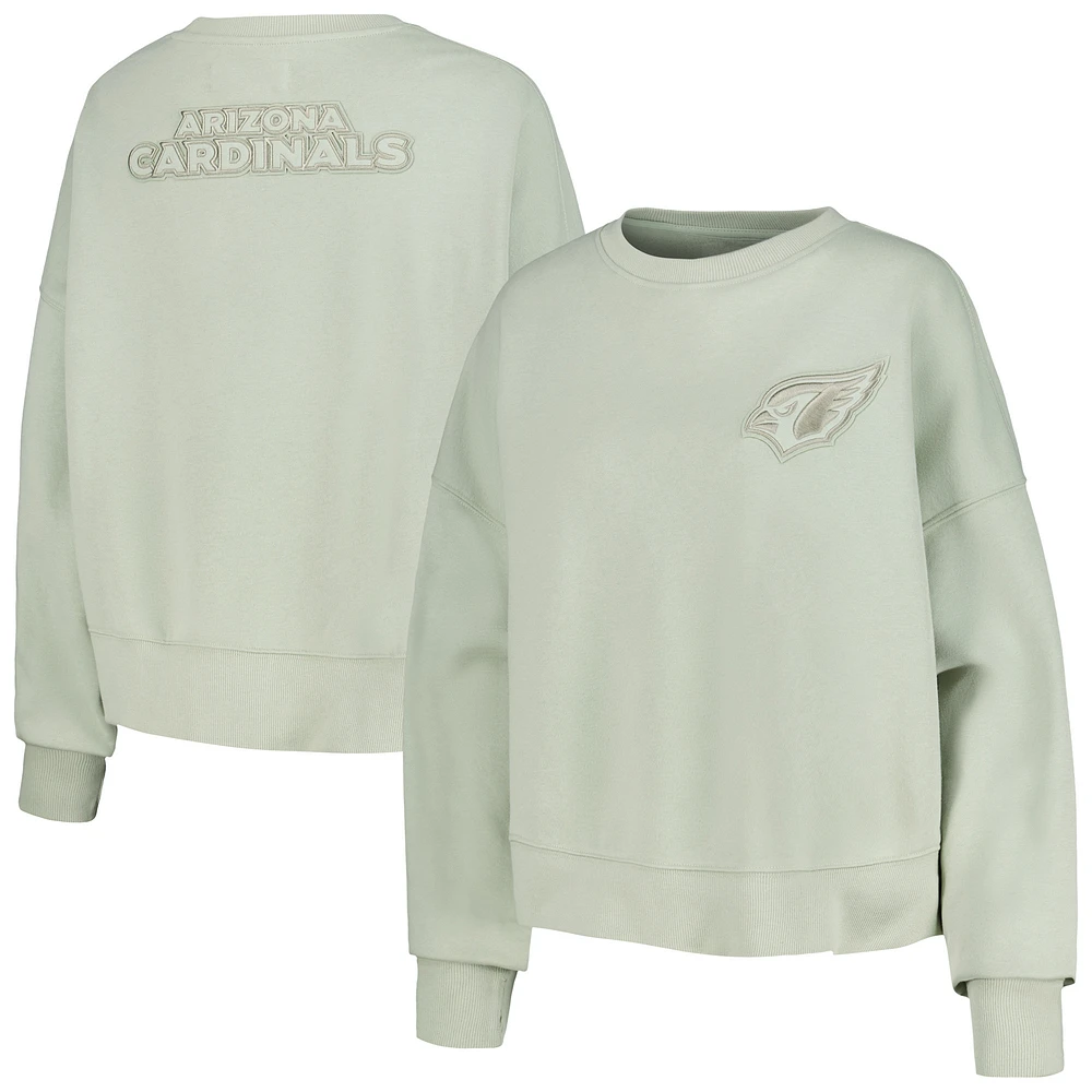 Women's Pro Standard Light Green Arizona Cardinals Oversized Cropped Neutral Pullover Sweatshirt