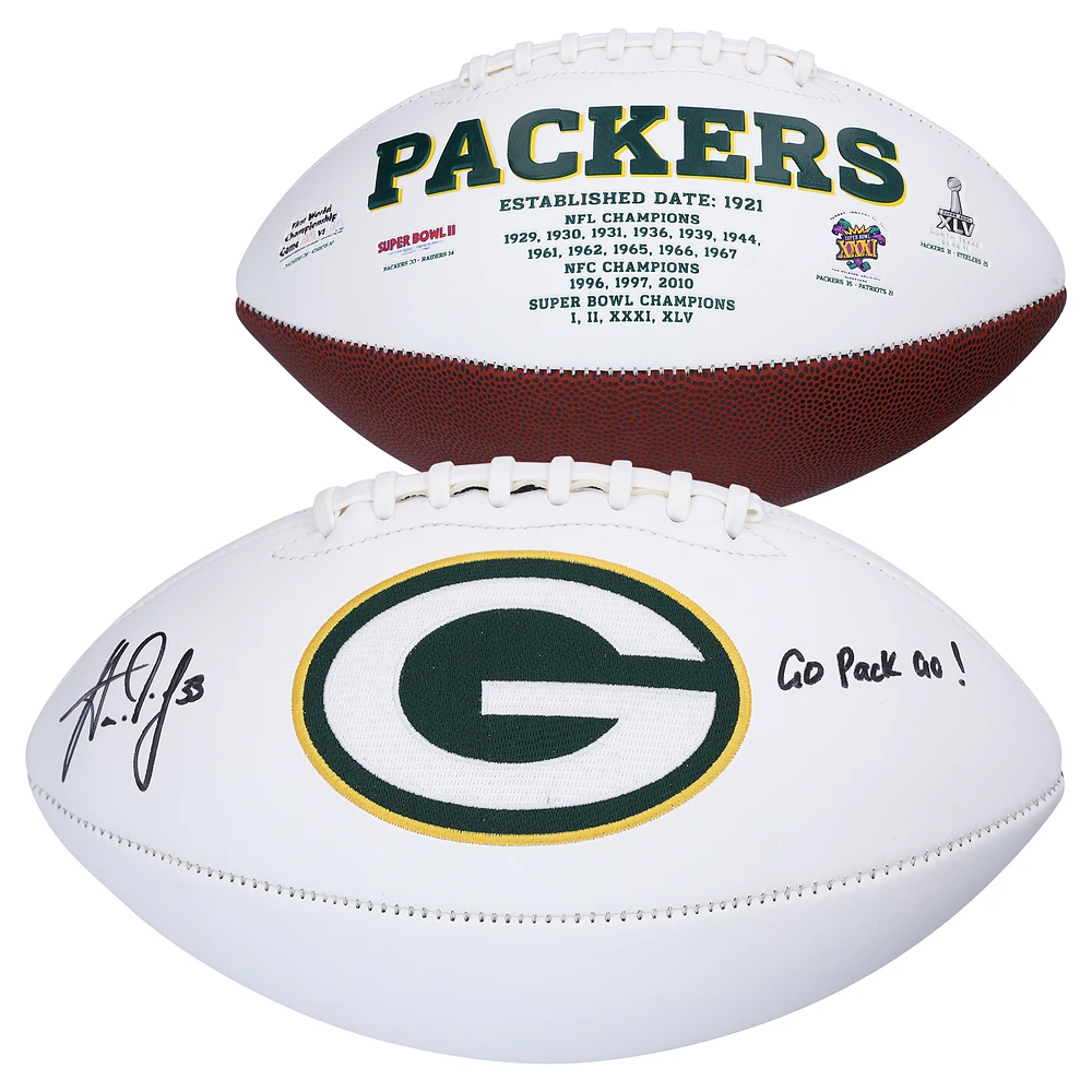 Aaron Jones Green Bay Packers Autographed Football with Inscription