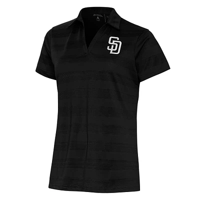 Women's Antigua Black San Diego Padres Brushed Metallic Compass Polo